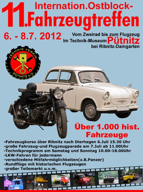 Plakat zum 11. Internationales Ostblock-Fahrzeugtreffen 2012 in Pütnitz
