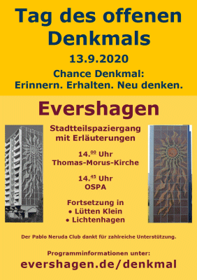 Ankündigung Tag des offenen Denkmals 2020 in Rostock - Evershagen