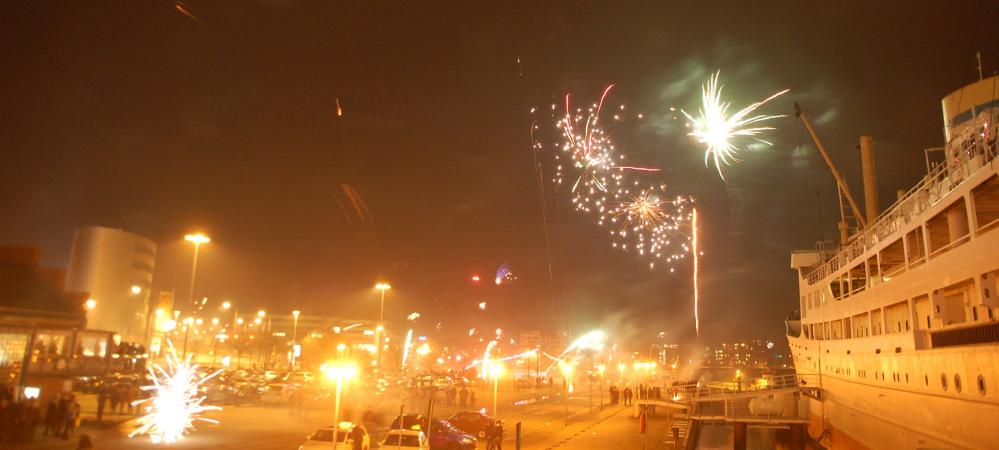 MS Georg Büchner im Stadthafen der Hansestadt Rostock zu Silvester 2012 / 2013