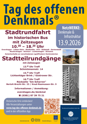 Plakat zum Tag des offenen Denkmals in Rostock am 13.09.2026